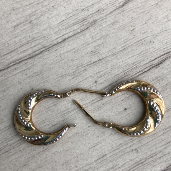 Gold over sterling hoop earrings - Picture 3 of 6